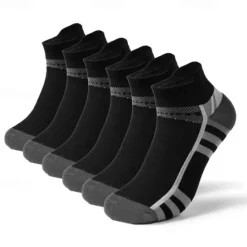 OUKU Men's 6 Pairs Multi Packs Socks Running Socks Casual Socks Black Red Color Color Block Sports & Outdoor Daily Vacation Basic Medium Spring Fall Fashion Casual