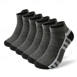 OUKU Men's 6 Pairs Multi Packs Socks Running Socks Casual Socks Black Red Color Color Block Sports & Outdoor Daily Vacation Basic Medium Spring Fall Fashion Casual
