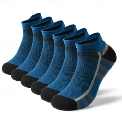 OUKU Men's 6 Pairs Multi Packs Socks Running Socks Casual Socks Black Red Color Color Block Sports & Outdoor Daily Vacation Basic Medium Spring Fall Fashion Casual