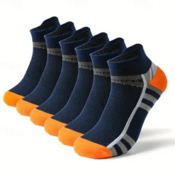 OUKU Men's 6 Pairs Multi Packs Socks Running Socks Casual Socks Black Red Color Color Block Sports & Outdoor Daily Vacation Basic Medium Spring Fall Fashion Casual