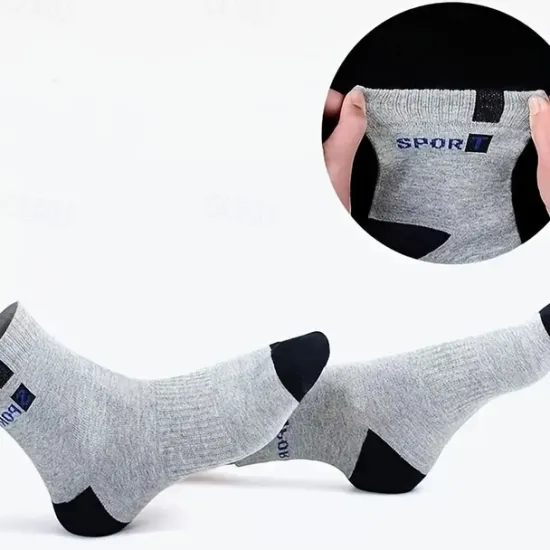 New OUKU Men's 5 Pairs Multi Packs Socks Running Socks Casual Socks Color Color Block Letter Sports & Outdoor Daily Vacation Basic Medium Spring Fall Fashion Casual Rainbow