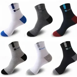 New OUKU Men's 5 Pairs Multi Packs Socks Running Socks Casual Socks Color Color Block Letter Sports & Outdoor Daily Vacation Basic Medium Spring Fall Fashion Casual Rainbow