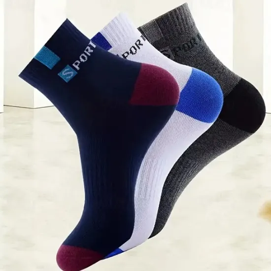 New OUKU Men's 5 Pairs Multi Packs Socks Running Socks Casual Socks Color Color Block Letter Sports & Outdoor Daily Vacation Basic Medium Spring Fall Fashion Casual Rainbow