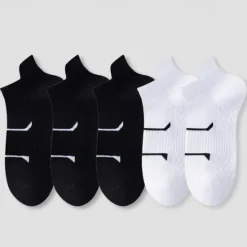 Online OUKU Men's 5 Pairs Multi Packs Socks Running Socks Casual Socks Black+White+Gray Black*2+Dark Gray*2+Dark Blue*1 Color Plain Vacation Sports & Outdoor Daily Basic Medium Spring Fall Fashion Casual