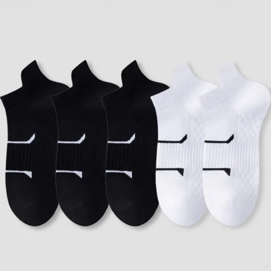 Online OUKU Men's 5 Pairs Multi Packs Socks Running Socks Casual Socks Black+White+Gray Black*2+Dark Gray*2+Dark Blue*1 Color Plain Vacation Sports & Outdoor Daily Basic Medium Spring Fall Fashion Casual