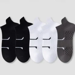 Online OUKU Men's 5 Pairs Multi Packs Socks Running Socks Casual Socks Black+White+Gray Black*2+Dark Gray*2+Dark Blue*1 Color Plain Vacation Sports & Outdoor Daily Basic Medium Spring Fall Fashion Casual