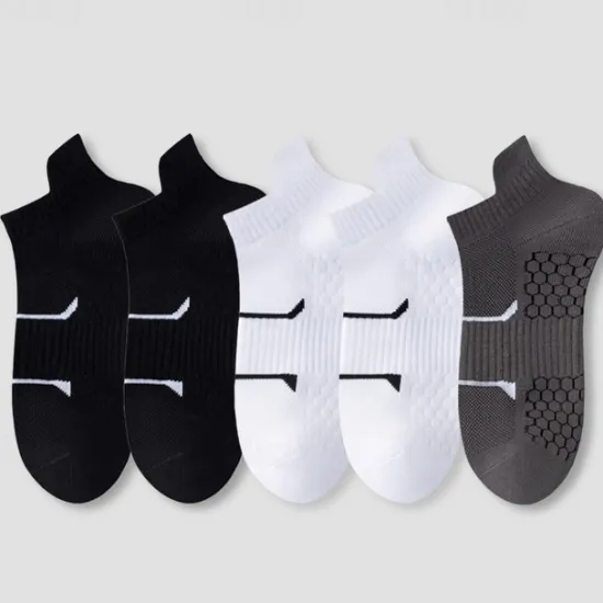 Online OUKU Men's 5 Pairs Multi Packs Socks Running Socks Casual Socks Black+White+Gray Black*2+Dark Gray*2+Dark Blue*1 Color Plain Vacation Sports & Outdoor Daily Basic Medium Spring Fall Fashion Casual