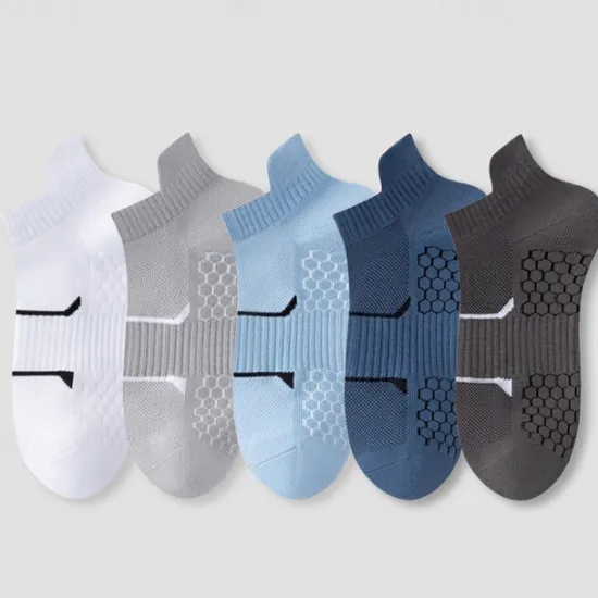 Online OUKU Men's 5 Pairs Multi Packs Socks Running Socks Casual Socks Black+White+Gray Black*2+Dark Gray*2+Dark Blue*1 Color Plain Vacation Sports & Outdoor Daily Basic Medium Spring Fall Fashion Casual