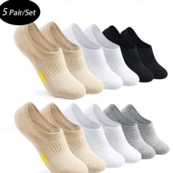 Outlet OUKU Men's 5 Pairs Multi Packs Socks Running Socks Casual Socks Black White Color Color Block Vacation Sports & Outdoor Daily Basic Medium Spring Fall Fashion Casual