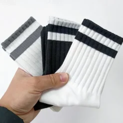 OUKU Men's 5 Pairs Multi Packs Socks Running Socks Casual Socks Black White Color Plain Vacation Sports & Outdoor Daily Basic Medium Spring Fall Fashion Casual