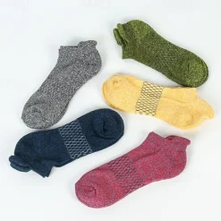 Sale OUKU Men's 5 Pairs Multi Packs Socks Ankle Socks Low Cut Socks Casual Socks Yellow Red Color Plain Sports & Outdoor Daily Vacation Basic Medium Spring Fall Fashion Casual