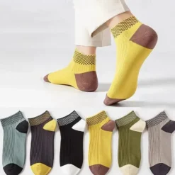 Outlet OUKU Men's 5 Pairs Multi Packs Socks Running Socks Casual Socks Color Color Block Vacation Sports & Outdoor Daily Basic Medium Spring Fall Fashion Casual Rainbow