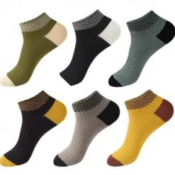 Outlet OUKU Men's 5 Pairs Multi Packs Socks Running Socks Casual Socks Color Color Block Vacation Sports & Outdoor Daily Basic Medium Spring Fall Fashion Casual Rainbow