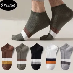 Best OUKU Men's 5 Pairs Multi Packs Socks Running Socks Casual Socks Color Color Block Sports & Outdoor Daily Vacation Basic Medium Spring Fall Fashion Casual Rainbow