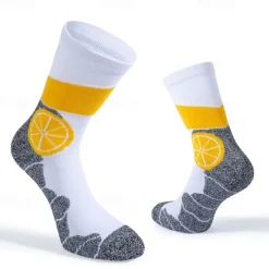 New OUKU Men's 2 Pairs Multi Packs Socks Running Socks Casual Socks Yellow Red Color Color Block Sports & Outdoor Daily Vacation Basic Medium Spring Fall Fashion Casual