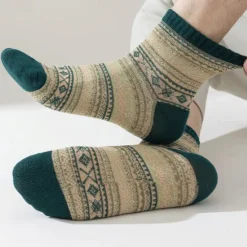 Sale OUKU Men's 5 Pairs Multi Packs Socks Crew Socks Casual Socks Color Stripes Daily Vacation Medium Spring Fall Fashion Casual Brown