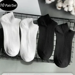Clearance OUKU Men's 10 Pairs Multi Packs Socks Running Socks Casual Socks Black White Color Plain Vacation Sports & Outdoor Daily Basic Medium Spring Fall Fashion Casual