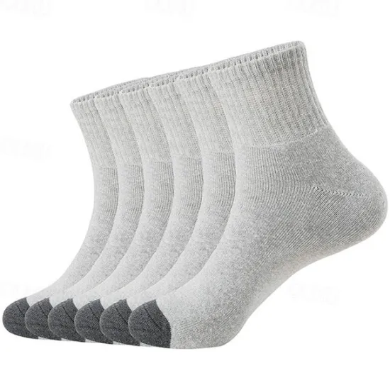 New OUKU Men's 6 Pairs Multi Packs Socks Running Socks Casual Socks Black White Color Color Block Sports & Outdoor Daily Vacation Basic Medium Spring Fall Fashion Casual