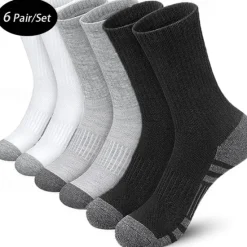 Discount OUKU Men's 6 Pairs Multi Packs Socks Running Socks Casual Socks Black+White+Gray Black Color Color Block Sports & Outdoor Daily Vacation Basic Medium Spring Fall Fashion Casual