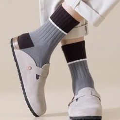 Sale OUKU Men's 5 Pairs Multi Packs Socks Crew Socks Running Socks Casual Socks Color Color Block Vacation Sports & Outdoor Daily Basic Warm Fall & Winter Fashion Casual Rainbow