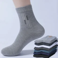 New OUKU Men's 5 Pairs Multi Packs Socks Crew Socks Running Socks Casual Socks Black White Color Plain Vacation Sports & Outdoor Daily Basic Medium Spring Fall Fashion Casual