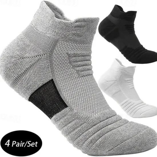 Discount OUKU Men's 4 Pairs Multi Packs Socks Running Socks Casual Socks Black White Color Plain Vacation Sports & Outdoor Daily Basic Medium Spring Fall Fashion Casual