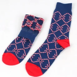 Sale OUKU Men's 5 Pairs Multi Packs Socks Crew Socks Casual Socks Christmas Socks Red Navy Blue Color Christmas Tree Christmas Daily Vacation Medium Fall Winter Fashion Casual