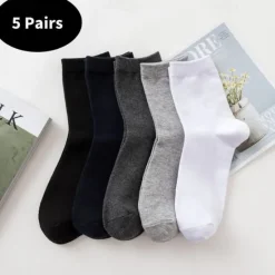 Best OUKU Men's 5 Pairs Multi Packs Socks Crew Socks Running Socks Casual Socks Black White Color Solid / Plain Color Sports & Outdoor Daily Vacation Basic Medium Spring Fall Fashion Casual