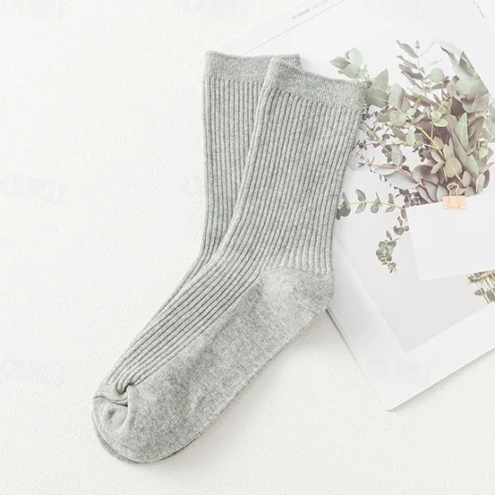 Sale OUKU Men's 5 Pairs Multi Packs Socks Running Socks Casual Socks Black White Color Plain Vacation Sports & Outdoor Daily Basic Medium Spring Fall Fashion Casual