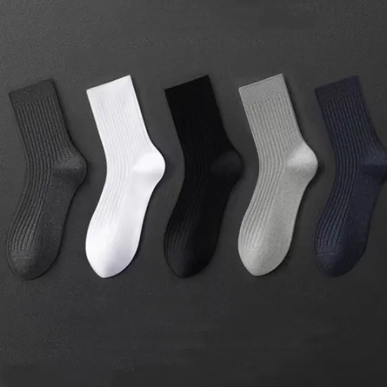 Sale OUKU Men's 5 Pairs Multi Packs Socks Running Socks Casual Socks Black White Color Plain Vacation Sports & Outdoor Daily Basic Medium Spring Fall Fashion Casual