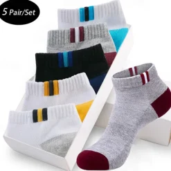Outlet OUKU Men's 5 Pairs Multi Packs Socks Running Socks Casual Socks Yellow Red Color Color Block Vacation Sports & Outdoor Daily Basic Medium Spring Fall Fashion Casual