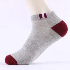 Outlet OUKU Men's 5 Pairs Multi Packs Socks Running Socks Casual Socks Yellow Red Color Color Block Vacation Sports & Outdoor Daily Basic Medium Spring Fall Fashion Casual