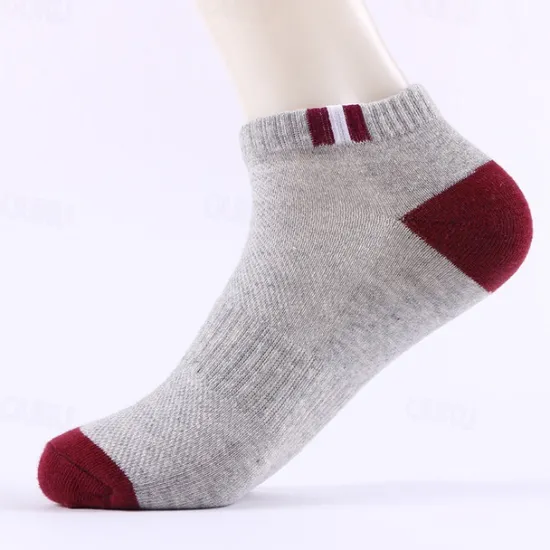 Outlet OUKU Men's 5 Pairs Multi Packs Socks Running Socks Casual Socks Yellow Red Color Color Block Vacation Sports & Outdoor Daily Basic Medium Spring Fall Fashion Casual