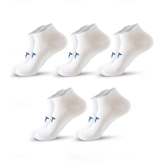 Discount OUKU Men's 5 Pairs Socks Ankle Socks Sport Socks / Athletic Socks Low Cut Socks Black White Color Plain Casual Daily Basic Medium Summer Spring Fall Stylish Traditional / Classic