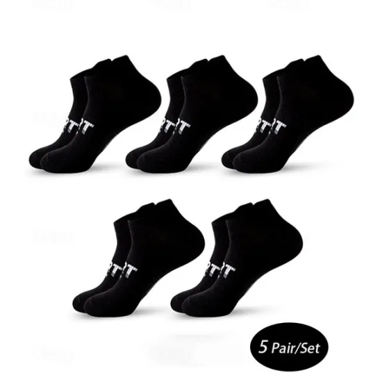 Discount OUKU Men's 5 Pairs Socks Ankle Socks Sport Socks / Athletic Socks Low Cut Socks Black White Color Plain Casual Daily Basic Medium Summer Spring Fall Stylish Traditional / Classic