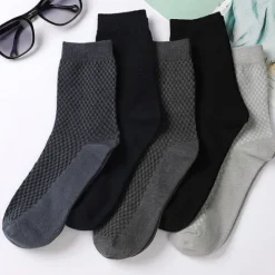Discount OUKU Men's 3 Pairs Socks Compression Socks Crew Socks Black Navy Blue Color Solid Colored Casual Daily Sports Medium Spring, Fall, Winter, Summer Fashion Comfort
