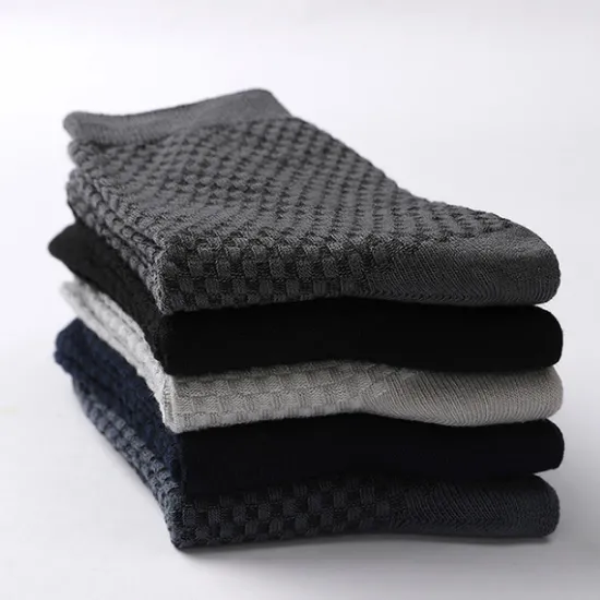 Discount OUKU Men's 3 Pairs Socks Compression Socks Crew Socks Black Navy Blue Color Solid Colored Casual Daily Sports Medium Spring, Fall, Winter, Summer Fashion Comfort