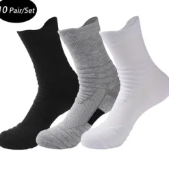 Sale OUKU Men's 10 Pairs Socks Crew Socks Black White Color Color Block Daily Wear Vacation Weekend Medium Fall & Winter Warm Ups