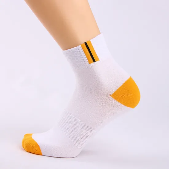 Online OUKU Men's 5 Pairs Socks Crew Socks Light Yellow Black Color Color Block Daily Wear Vacation Weekend Medium Fall & Winter Warm Ups