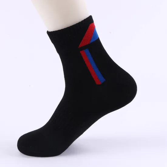 Online OUKU Men's 5 Pairs Socks Crew Socks Light Yellow Black Color Color Block Daily Wear Vacation Weekend Medium Fall & Winter Warm Ups