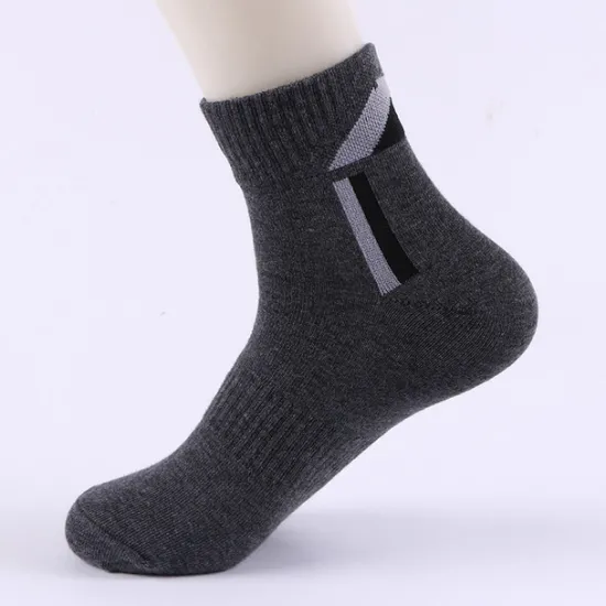 Online OUKU Men's 5 Pairs Socks Crew Socks Light Yellow Black Color Color Block Daily Wear Vacation Weekend Medium Fall & Winter Warm Ups