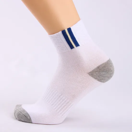 Online OUKU Men's 5 Pairs Socks Crew Socks Light Yellow Black Color Color Block Daily Wear Vacation Weekend Medium Fall & Winter Warm Ups