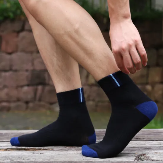 Hot OUKU Men's 2 Pairs Socks Crew Socks Yellow Wine Color Color Block Daily Wear Vacation Weekend Medium Spring, Fall, Winter, Summer Warm Ups