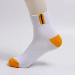 Hot OUKU Men's 2 Pairs Socks Crew Socks Yellow Wine Color Color Block Daily Wear Vacation Weekend Medium Spring, Fall, Winter, Summer Warm Ups