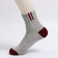 Hot OUKU Men's 2 Pairs Socks Crew Socks Yellow Wine Color Color Block Daily Wear Vacation Weekend Medium Spring, Fall, Winter, Summer Warm Ups