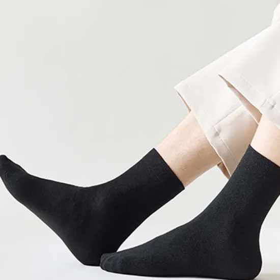 Best OUKU Men's 5 Pairs Socks Dress Socks Crew Socks Casual Socks Black White Color Cotton Solid Colored Casual Daily Warm Winter Fashion Comfort