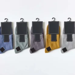 Best OUKU Men's 5 Pairs Socks Dress Socks Crew Socks Casual Socks Black White Color Cotton Solid Colored Casual Daily Warm Winter Fashion Comfort