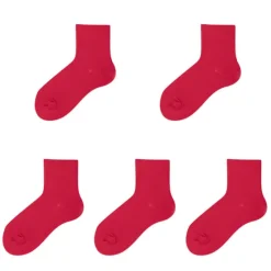 Discount OUKU Men's 5 Pairs Socks Sport Socks / Athletic Socks Crew Socks Casual Socks Color Cotton Solid Colo Casual Daily Sports Medium Spring, Fall, Winter, Summer Fashion Comfort Red