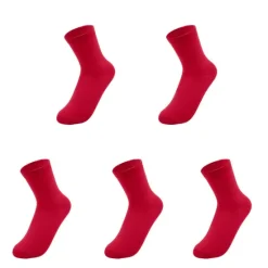 Discount OUKU Men's 5 Pairs Socks Sport Socks / Athletic Socks Crew Socks Casual Socks Color Cotton Solid Colo Casual Daily Sports Medium Spring, Fall, Winter, Summer Fashion Comfort Red