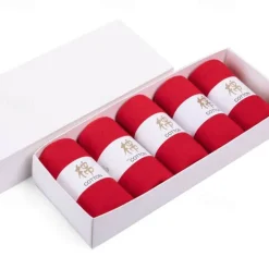 Discount OUKU Men's 5 Pairs Socks Sport Socks / Athletic Socks Crew Socks Casual Socks Color Cotton Solid Colo Casual Daily Sports Medium Spring, Fall, Winter, Summer Fashion Comfort Red